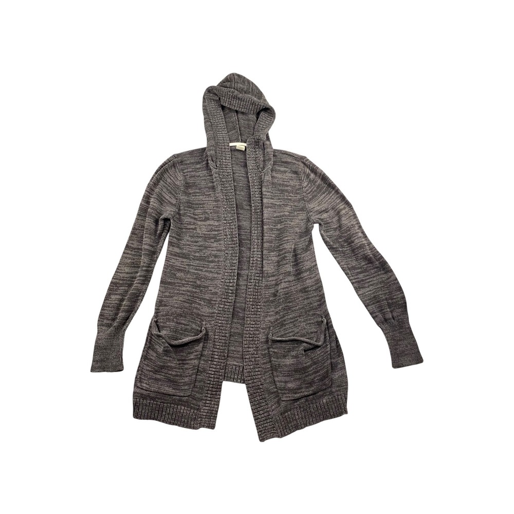 Roxy Grey Marled Knit‎ Hooded Cardigan Sweater Pockets Size Large